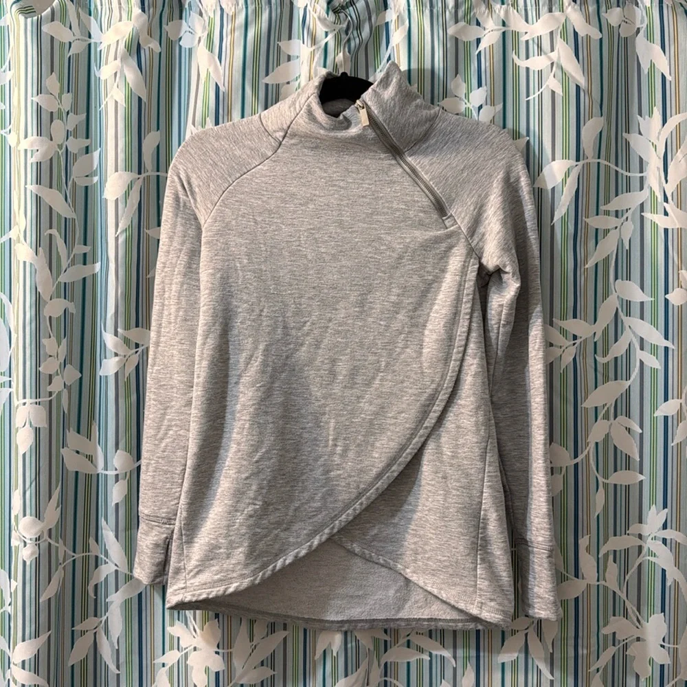 Jockey Gray Women's Fleece Sweatshirt Fashion Pullover With Zip Mock Neck